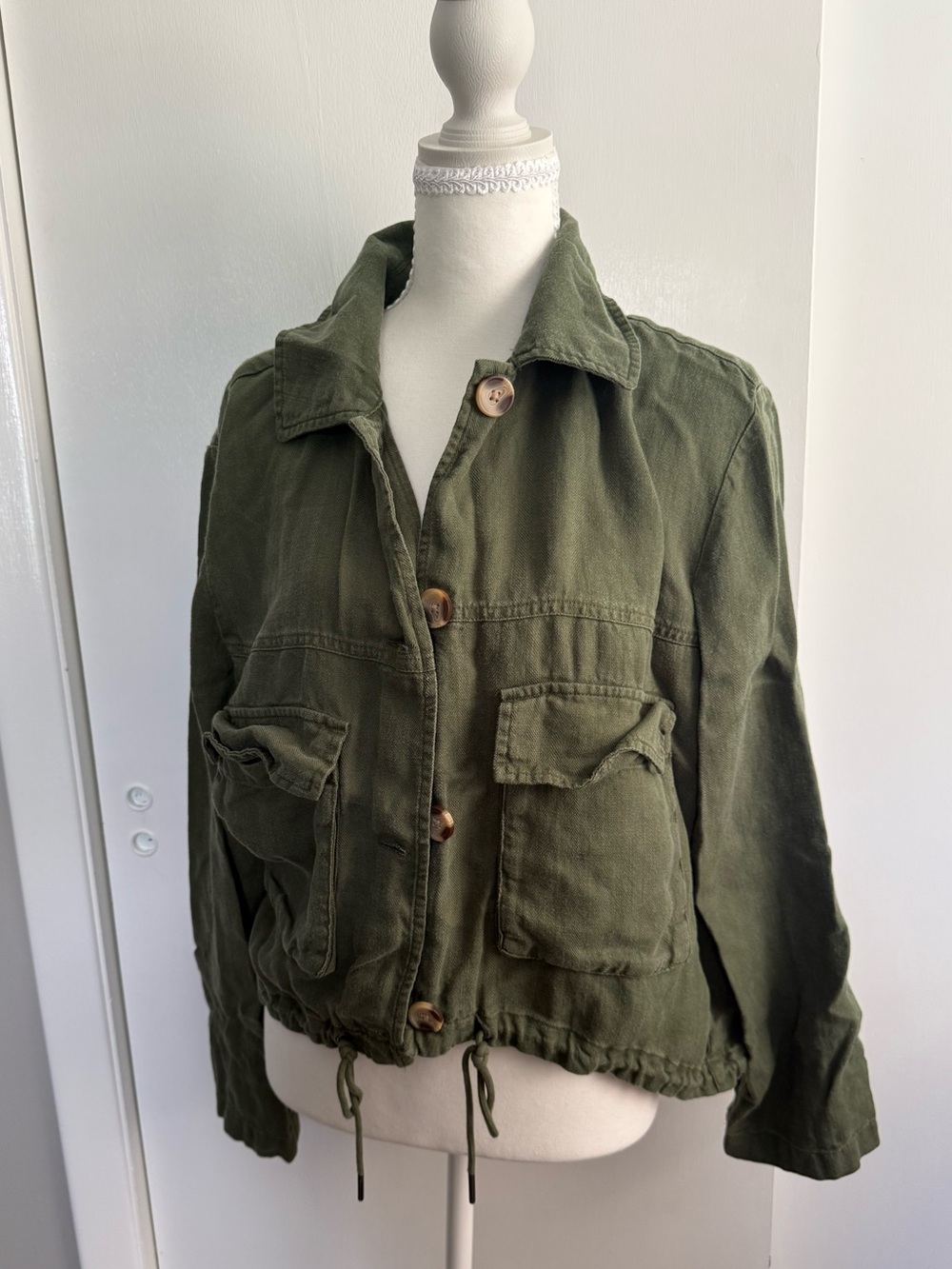 C&C California Olive Utility Drawstring Jacket